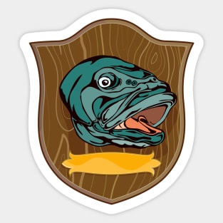 Mounted Largemouth Bass on Shield Sticker